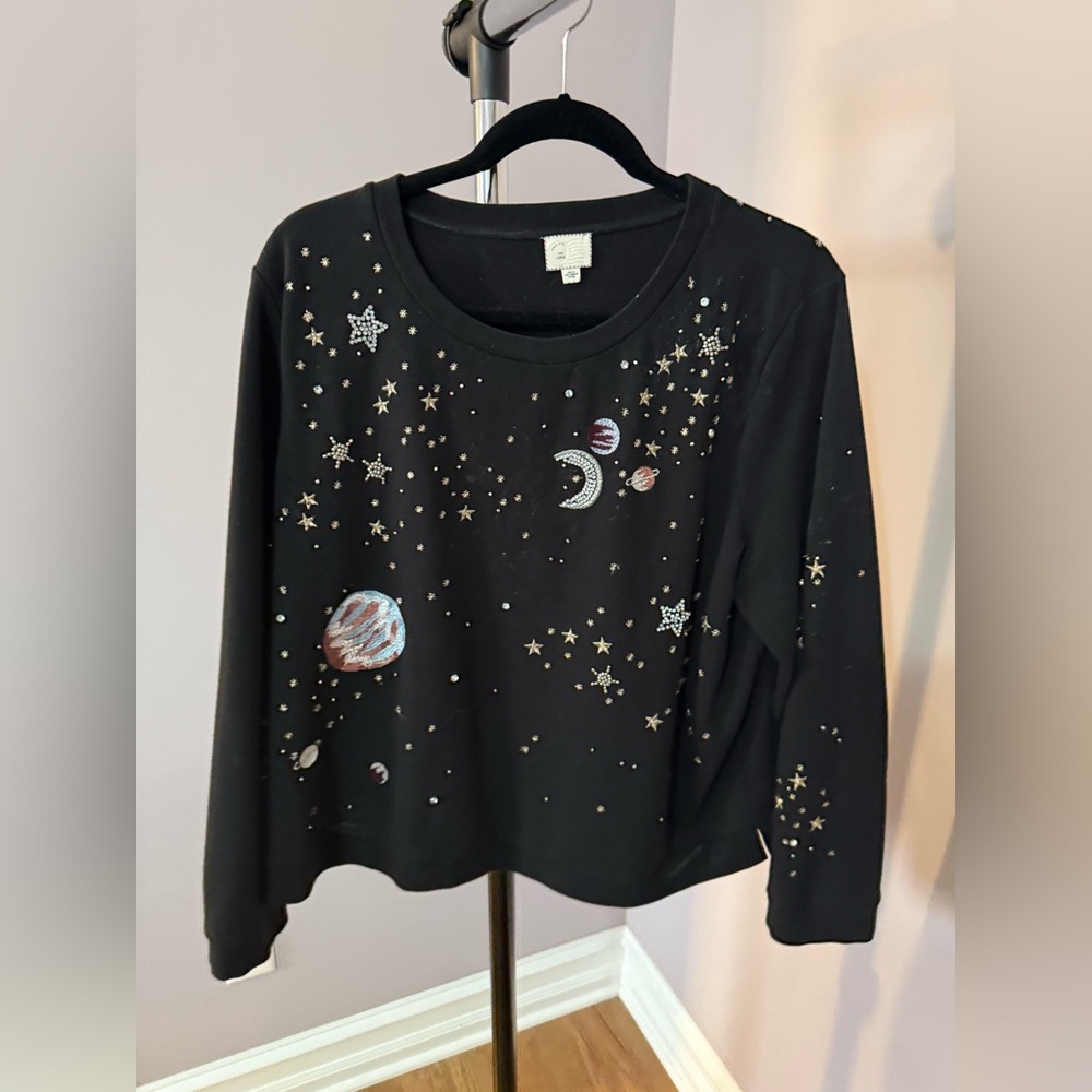 Anthropologie Black Celestial Sweater
